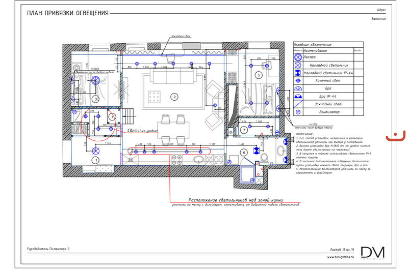 План привязки осветительных приборов