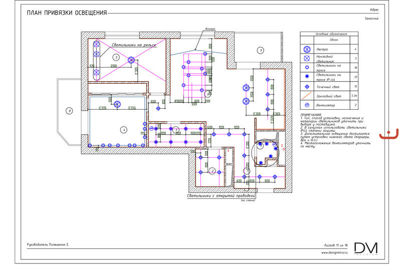 Дизайн проект план осветительных приборов