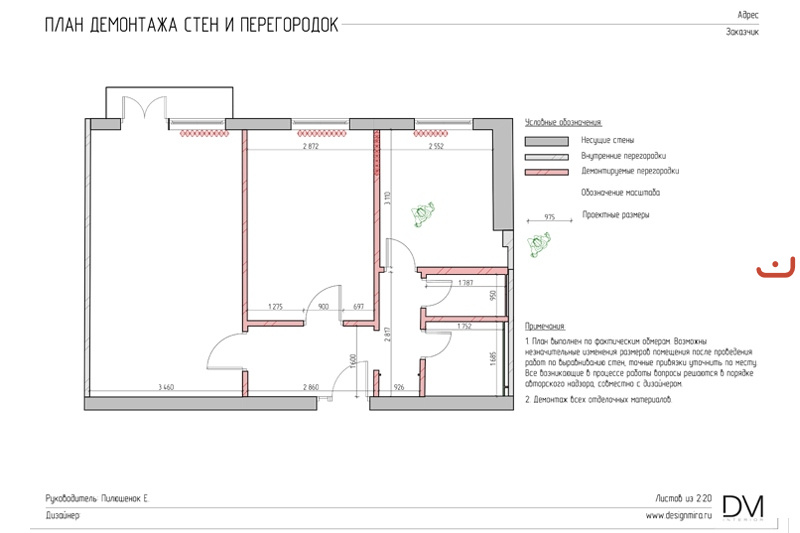 Проект демонтажа перегородок