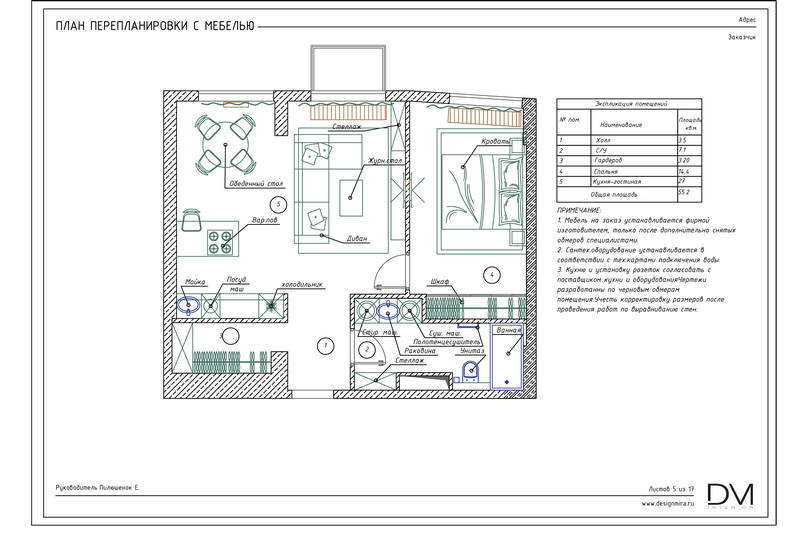  Дизайн проект Дизайн маленькой квартиры в стиле Loft- Рабочая документация_5